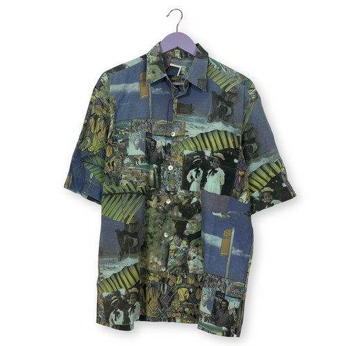 Chemise vintage bleu vert - chemise,