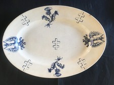 Ancien plat Luneville Impératrice Eugénie Croix de Lorraine Alérions Chardons