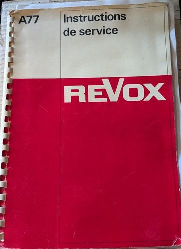 Revox a77 service - revox, manual