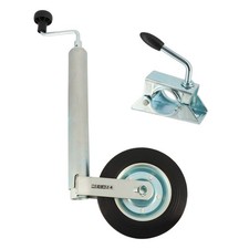 Roue Jockey - Tube acier 48mm - Jante métal - Bride de fixation acier diam. 48mm