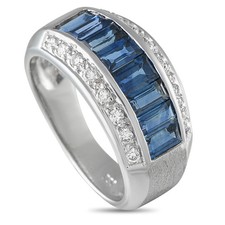 Platinum 0.20ct Diamond and Sapphire Ring