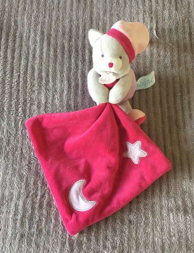 Doudou chat gris rose fushia - rose,