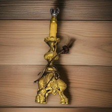 Ancien pied de lampe en bronze doré – décor chevaux style Empire / Napoléon III