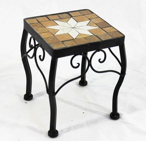 Tabouret fleurs mosaïque - fleurs,