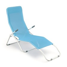 Chaise Longue Pliable 63x200 cm en Acier et Textilène - Bleu 