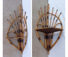 ETAGERE D'ANGLE EN ROTIN  - ANCIEN - VINTAGE - DECO CHIC