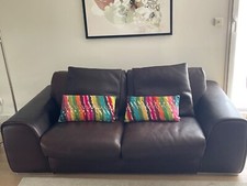 canape Roche et Bobois cuir pleine fleur chocolat état impeccable 3 places 2m16
