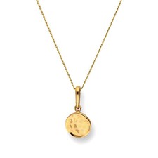 Collier et Pendentif Rond Finition Martelée en Or Jaune 9k et CZ - 41 à 51cm