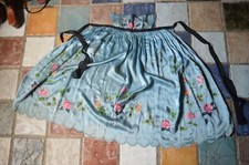 Tablier Costume Breton en Crêpe de Soie Peint Années 1930/40 Pays Pourlet