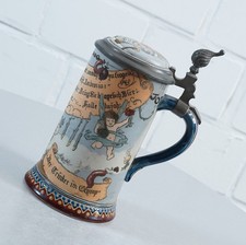 Chope à bière en grès Villeroy & Boch "Le buveur à l'Olympe" Heinrich Schlitt