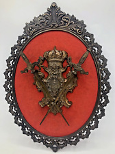Large vintage italian decorative coat of arms 1960-70's bronze swords