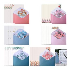 Lot de 36 feuilles de papier à lettre avec enveloppes - 24 feuilles de papier...