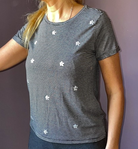 Shirt haut rayé fleur - rayé, zara
