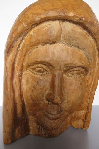 Ancienne sculpture bois - , tête