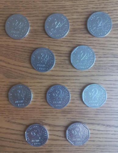 Lot pièces 2 francs - lot, 10