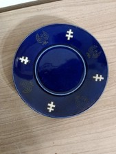 Petite Assiette Lunéville XIXème Aigle Croix Lorraine Émaux Bleu