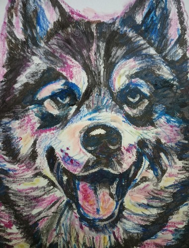 Tableau dessin chien - chien, loup