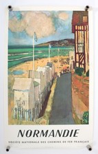 Affiche ancienne Chemins de fer français - NORMANDIE - SNCF - René GENIS