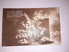 CPA , portrait femme muget papillon  , écrite 1916