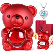 Ours Rose Eternelle Ourson Rose Eternelle avec Boîte à Bijoux Cachée et Colli...