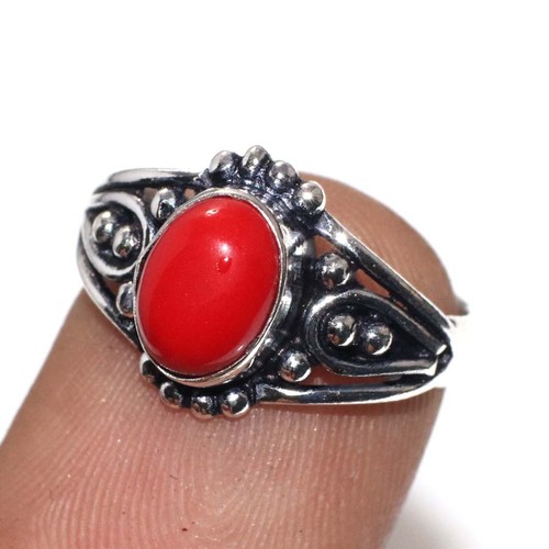 Bague corail rouge plaqué - rouge,