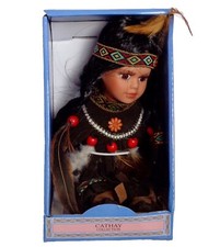 6" Native American/Indian Princess Porcelain Doll, Dark Brown
