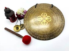 20 pouces de diamètre mantra sculpté himalayen gong-gong tibétain-chakra...