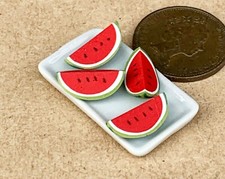1:12 Échelle 4 M melon Quart Pièces Sur Plat en Céramique Tumdee Poupées Maison
