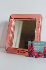 MIROIR Vintage en Verre Couleur Pêche Peach Tinted Coiffeuse à poser