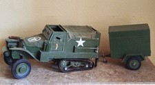 ❤️ UNIQUE MAQUETTE ARTISANALE 1/10 HALF TRACK US ARMY+ REMORQUE BOIS MÉTAL WW2 