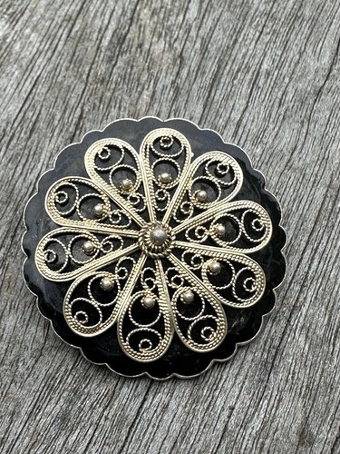 Broche émaillée argent - broche,