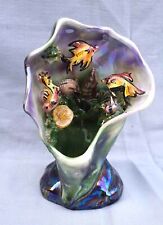 Vintage MONACO Kerina Hand Painted Faience Fish Shell Sea Life Vase Lamp Base