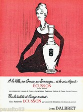 PUBLICITE ADVERTISING 016  1958  JEAN D'ALBRET   parfum Ecusson par Pierre Simon