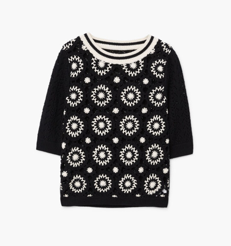Pull mango coton ajouré - ,