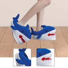 Pantoufles en peluche en forme de requin, douces, chaudes et confortables,