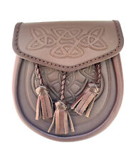 Sporran En Cuir Marron Avec Franges Portefeuille Écossais Traditionnel Pour Kilt