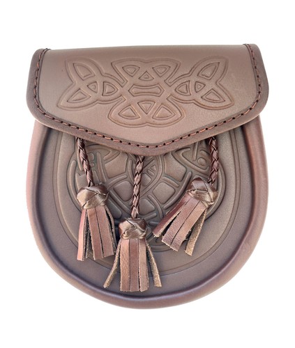Sporran cuir marron avec - sporran, en