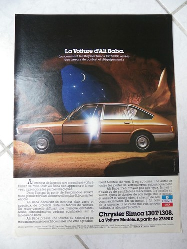 Publicité chrysler simca 1307 - publicité,