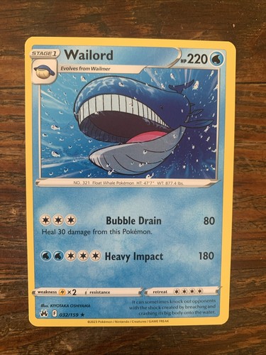 Carte pokémon rare wailord - rare,