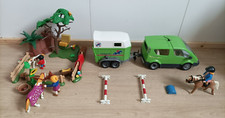PLAYMOBIL equitation 3 personnage 3 chevaux voiture verte 4144 van Parc matériel