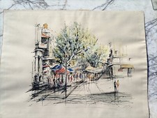 AQUARELLE MARCHÉ FLEURS PROVENCAL TOULON COURS LAFAYETTE 1970  SIGNÉE ? 63x47 cm