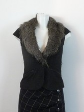 ? Veste/ Gilet Court Gris à Col Fausse Fourrure Amovible- Taille 36- Promod