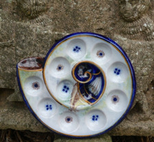Saint Clement Gallé assiette à Escargot en faience décor Fleurette Escargot 20,2
