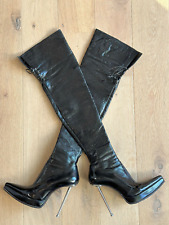 Di Marni Thigh Boots 13 cm 38 Black leather leder hot pumps metal high heels