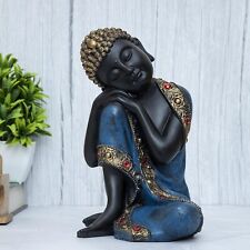 Figurine Statue Idole De Bouddha Assis En Résine Fait Main