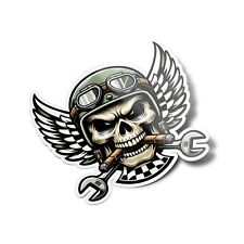 Pack x5 AUTOCOLLANTS STICKERS vinyle Crâne Biker chopper rétro moto casque deco