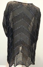 VTG Black Sheer Chevron Beaded