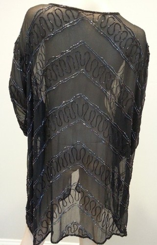 Vtg black sheer - sheer, beaded