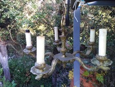 Lustre en bronze début XX à 5 branches en l'état 50 cm de diamètre.