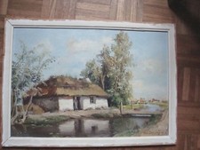 PAYSAGE DE MARAIS BRETON par YVON DIEULAFE HUILE SUR PANNEAU 